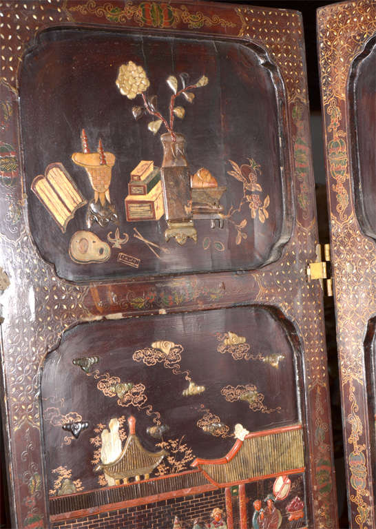 19th Century Chinese Four Panel Screen