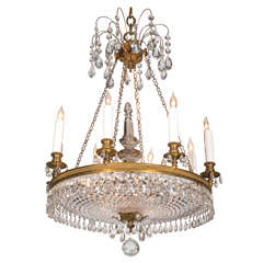 Vintage Empire Style Bronze and Crystal Chandelier