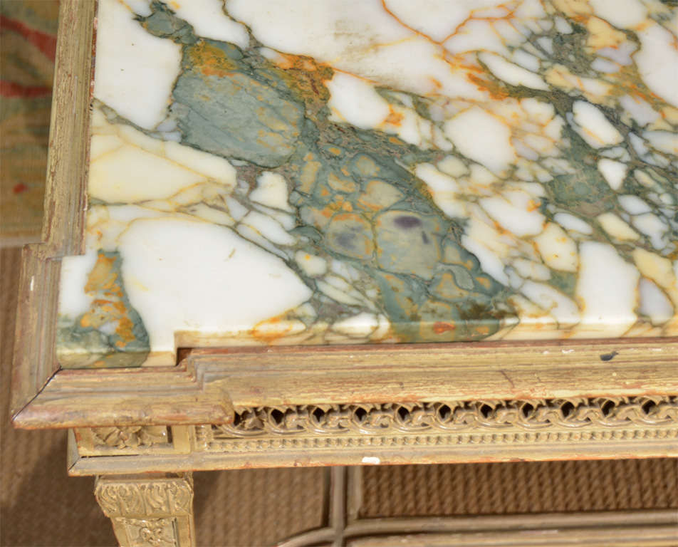 Louis XVI Style Painted Side Table with Marble Top