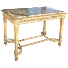 Louis XVI Style Painted Side Table with Marble Top
