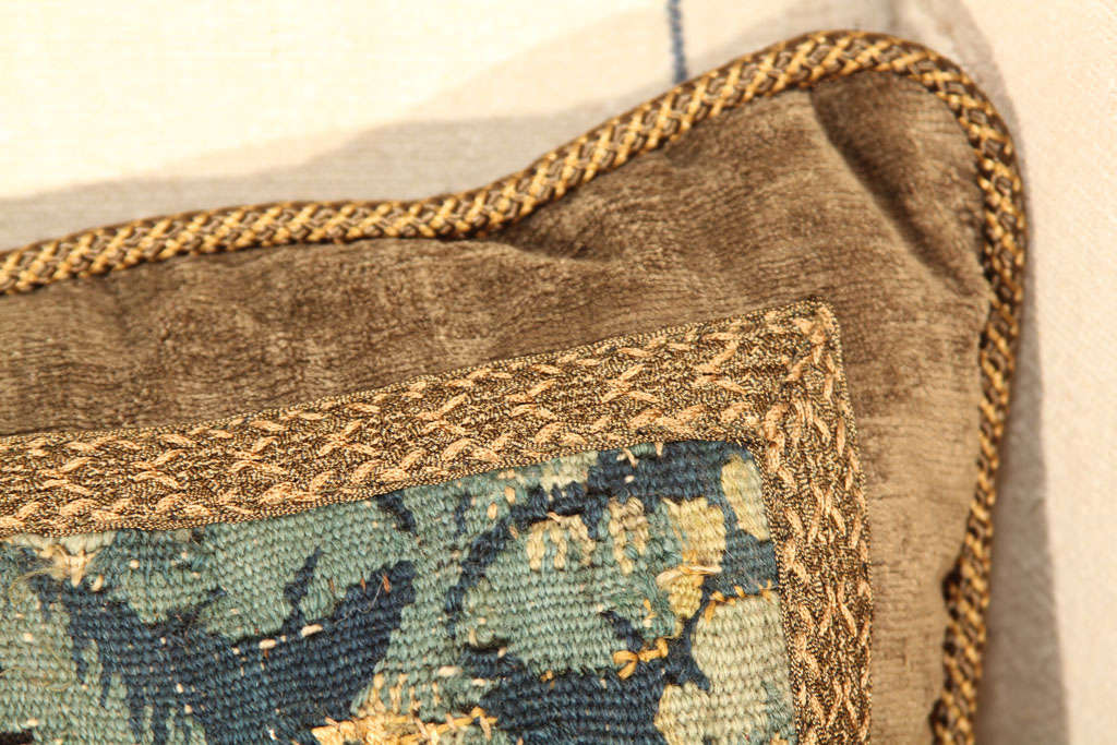Unknown 18th c  Verdure tapestry pillow