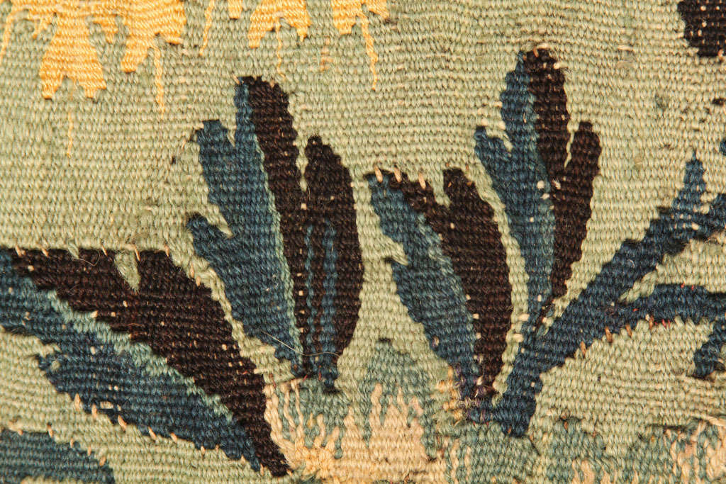 Fabric 18th c  Verdure tapestry pillow