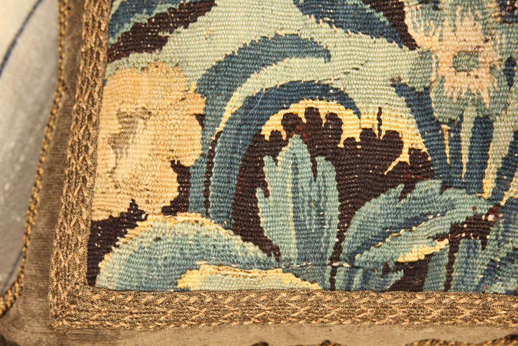 18th c  Verdure tapestry pillow 4
