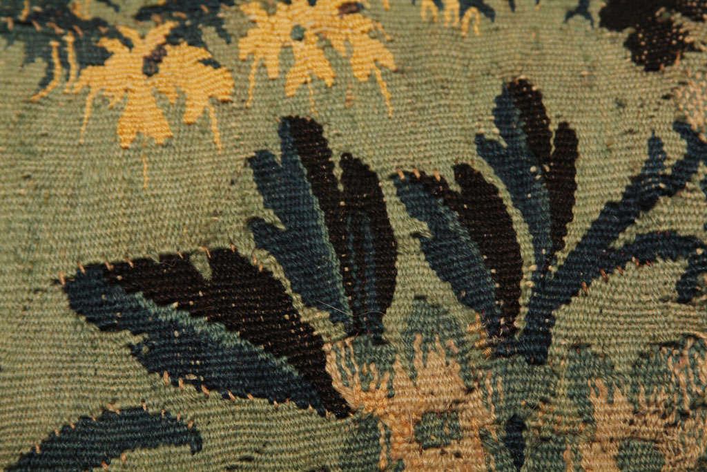 18th c  Verdure tapestry pillow 5