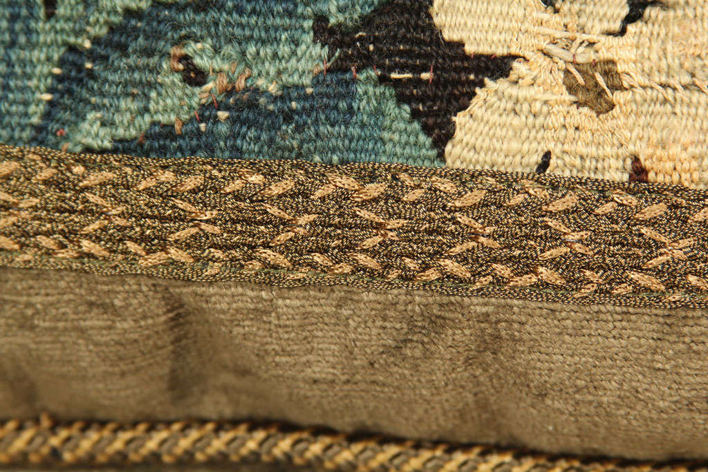18th c  Verdure tapestry pillow 6
