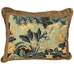 18th c  Verdure tapestry pillow