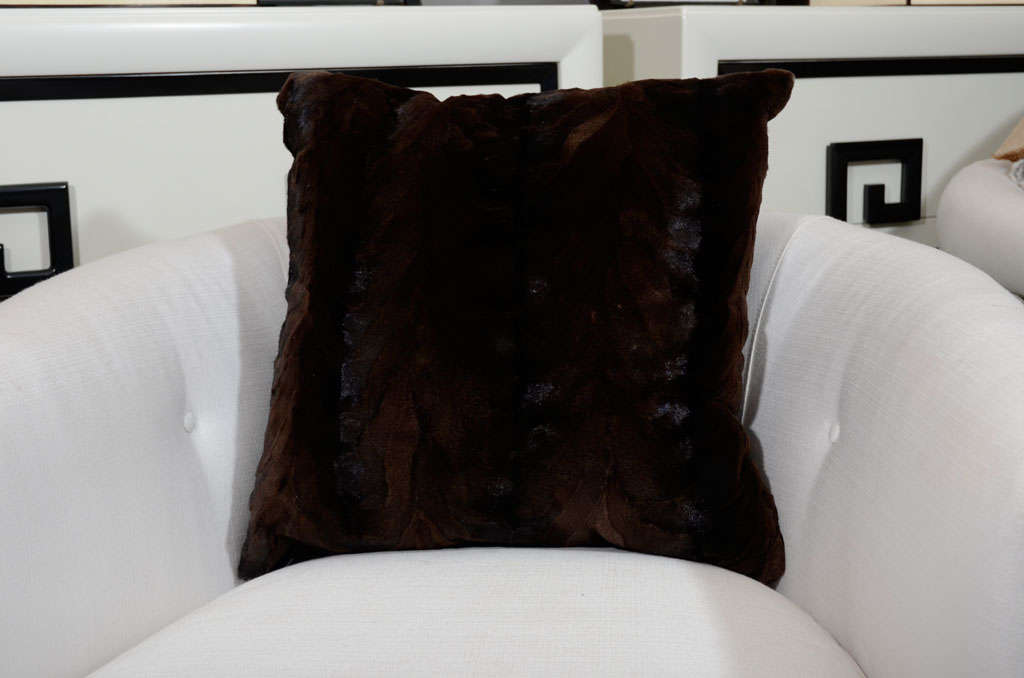 double sided Sheared Mink Pillow in Chocolate Brown