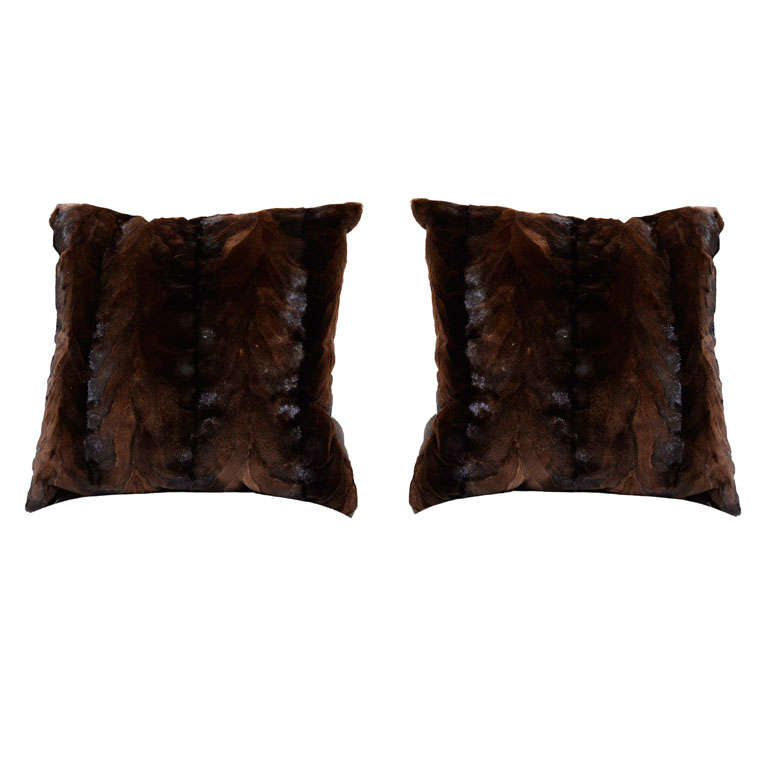 Chocolate Brown Sheared Mink Pillows
