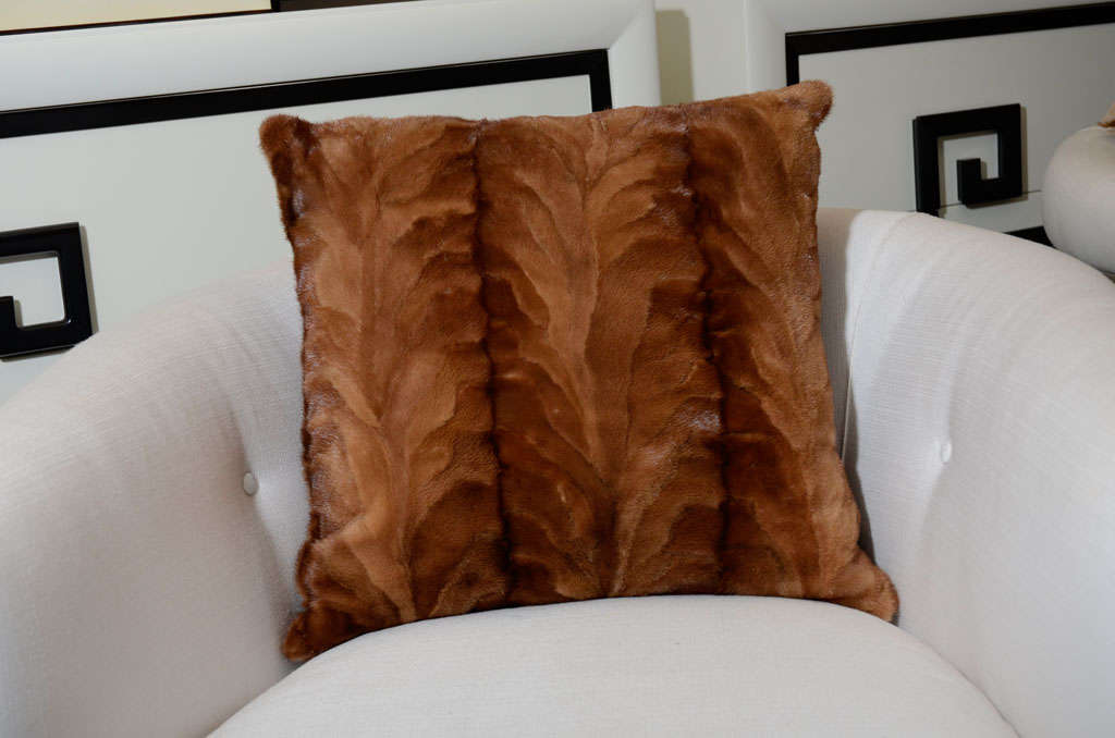 Custom Made Caramel Sheared Mink Pillow with Cashmere Backing