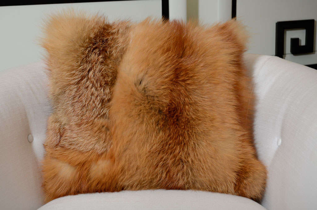Custom Made Natural Red Fox Pillow with Cashmere Lining