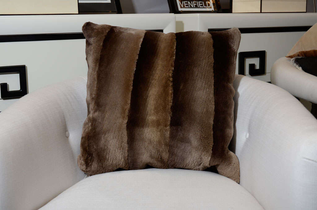 Double Sided Brown Sheared Beaver Pillow