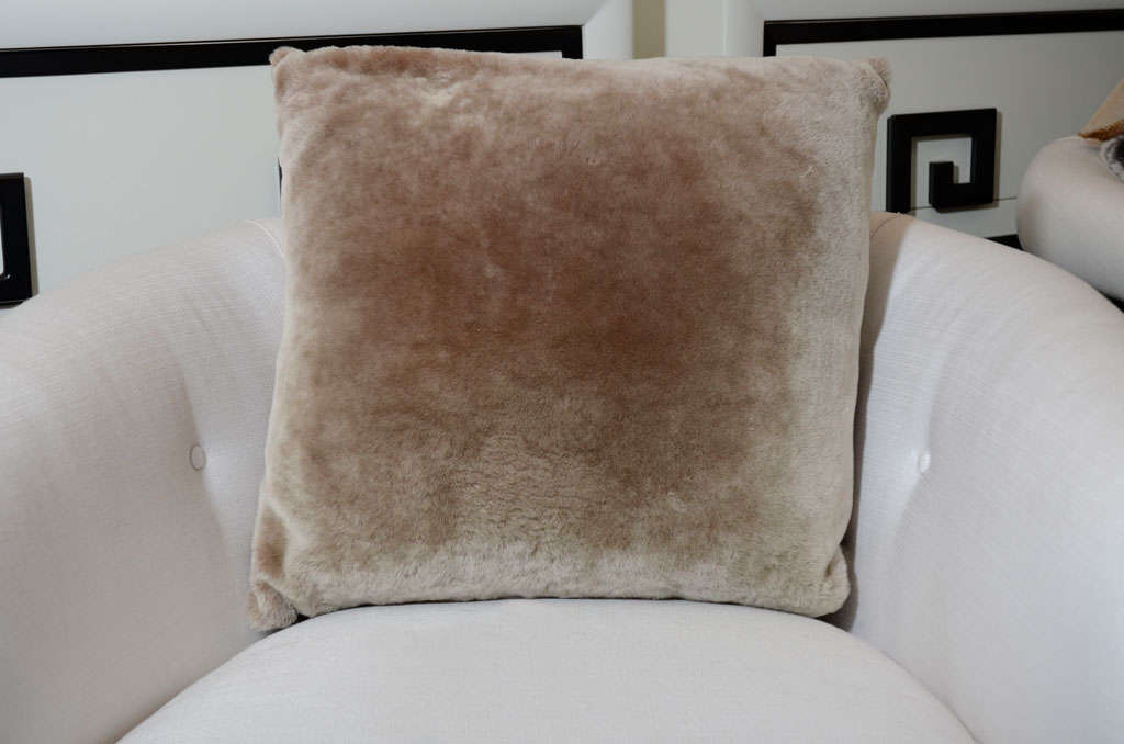 Camel shearling pillows with  camel cashmere backing