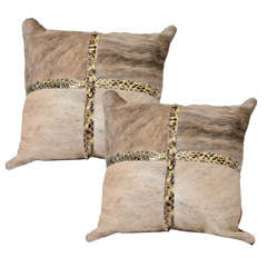Custom Brindle Cowhide Pillow with Python Trim