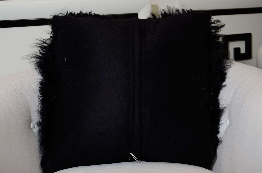 American Custom Black Mongolian Lamb Pillows