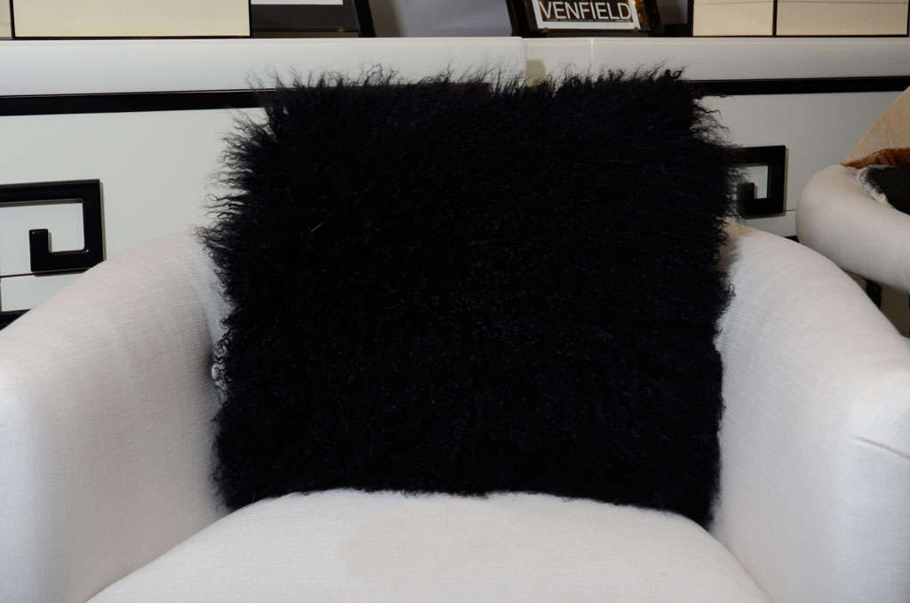 Custom Black Mongolian lamb pillow with Cashmere Backing