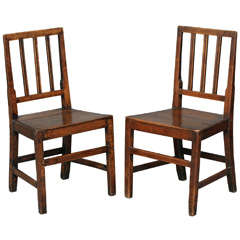 Antique Pair of Early 19th Century English Country Oak Side Chairs