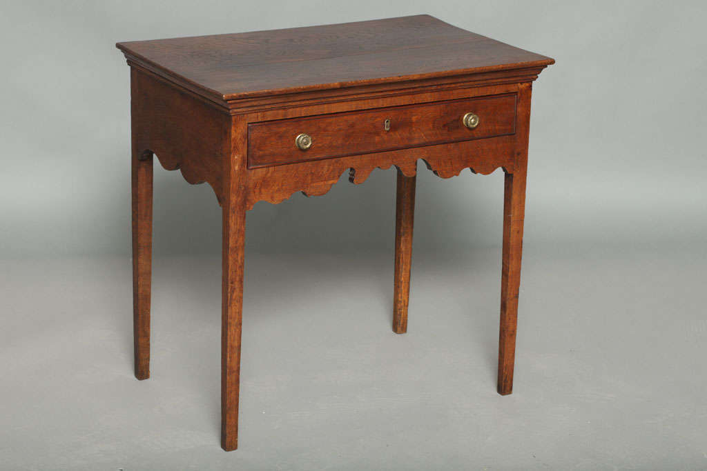 Fine English Oak Table With Scalloped Apron