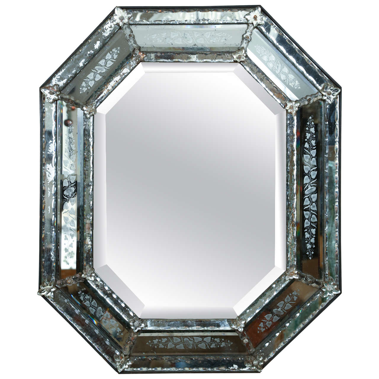 Venetian Mirror with Mercury Glass Etched Frame, circa 1840 