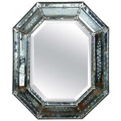 Venetian Mirror with Mercury Glass Etched Frame, circa 1840