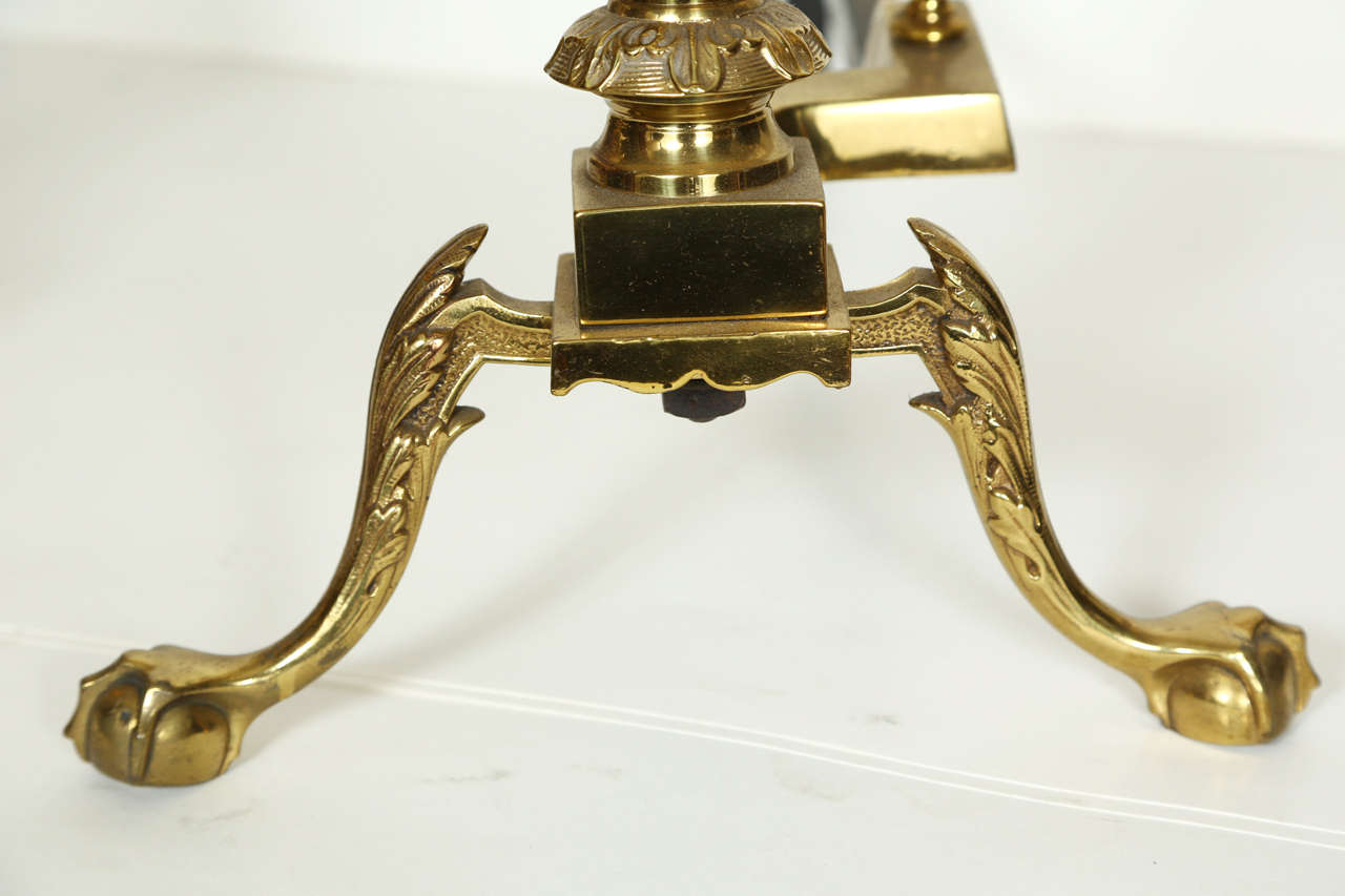 Brass Pair of 18th Century Andirons For Sale