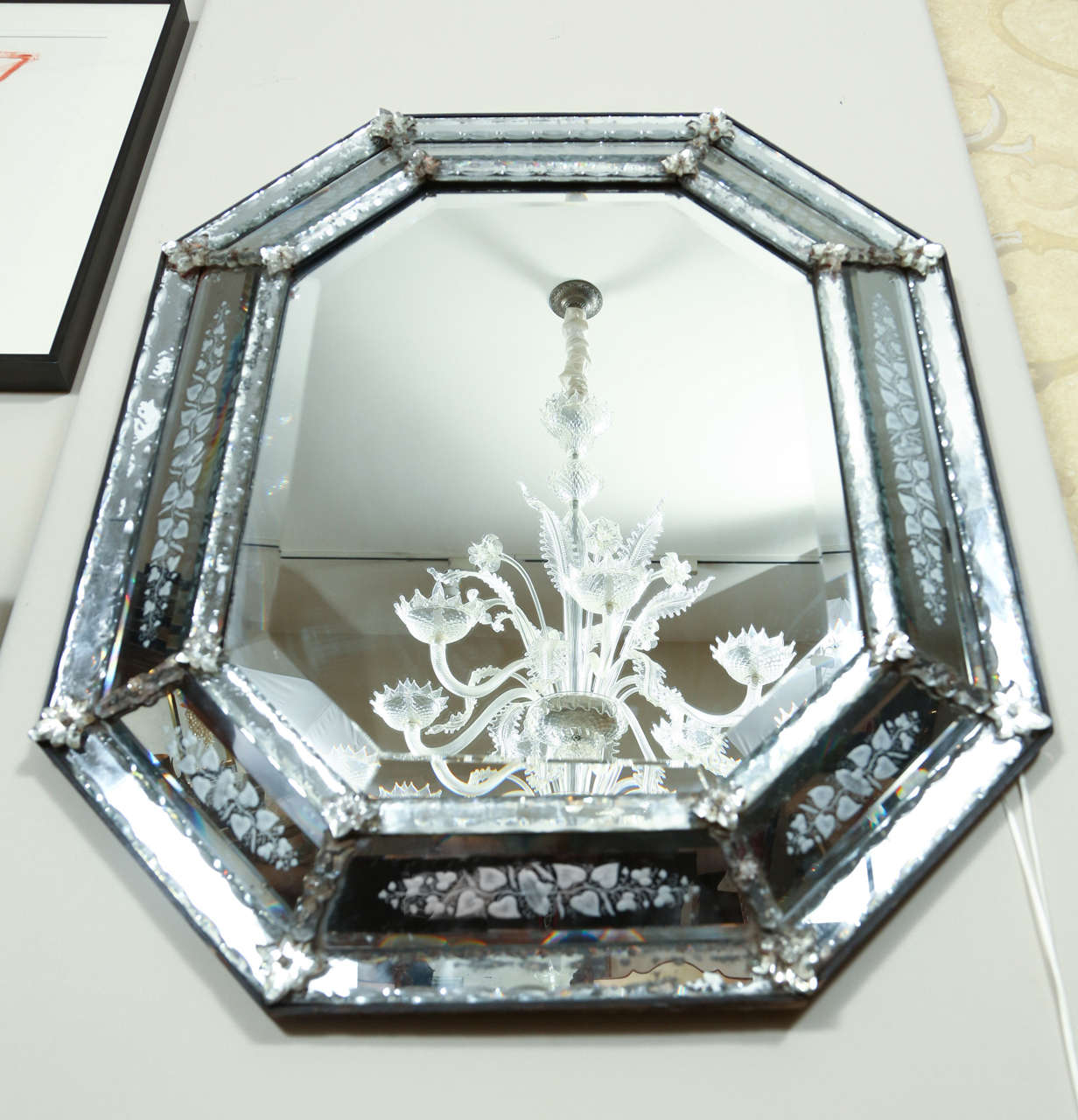 Mirror with Mercury Glass Etched Frame, circa 1840 at 1stDibs