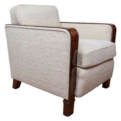 Art Deco Club Chairs in Chanel Style Cream Wool Boucle