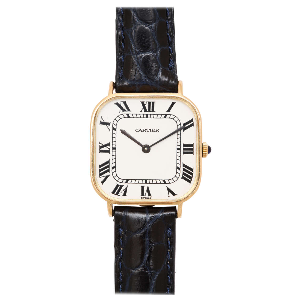Large Cartier 18k Gold Soft Square Watch