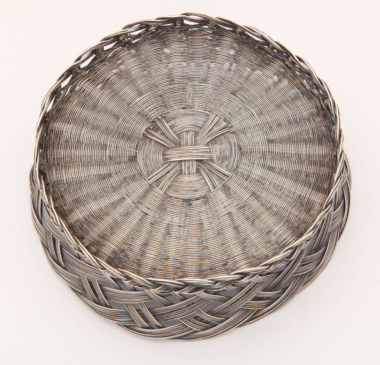 Sterling Silver Woven Bottle Coaster In Good Condition In New York, NY