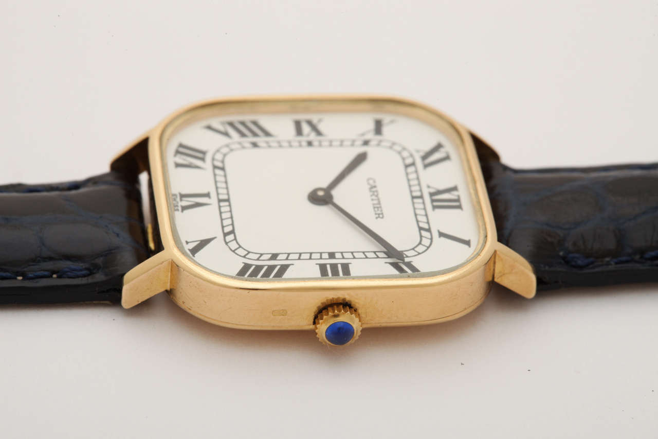Large Cartier 18k Gold Soft Square Watch at 1stdibs