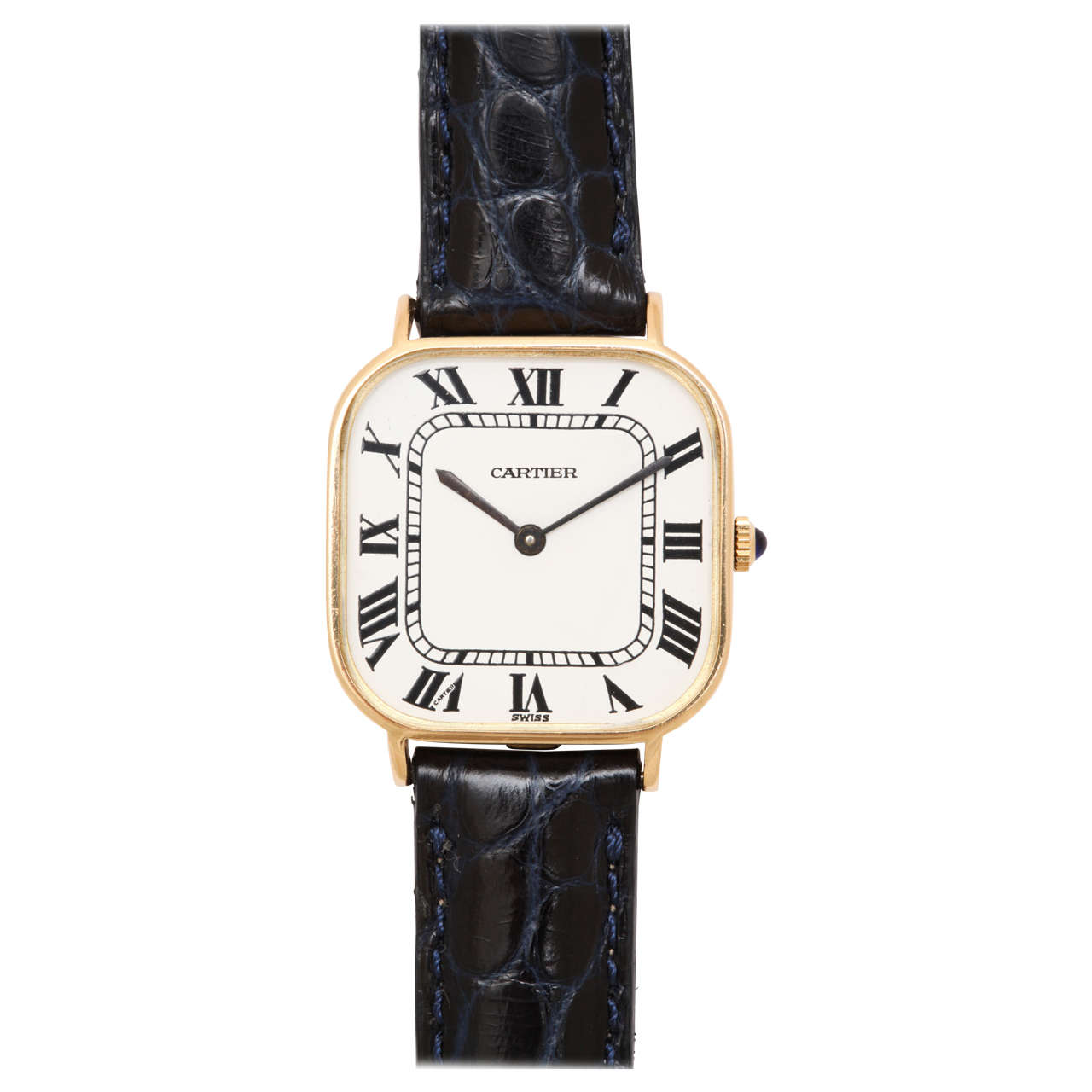 Large Cartier 18k Gold Soft Square Watch at 1stdibs