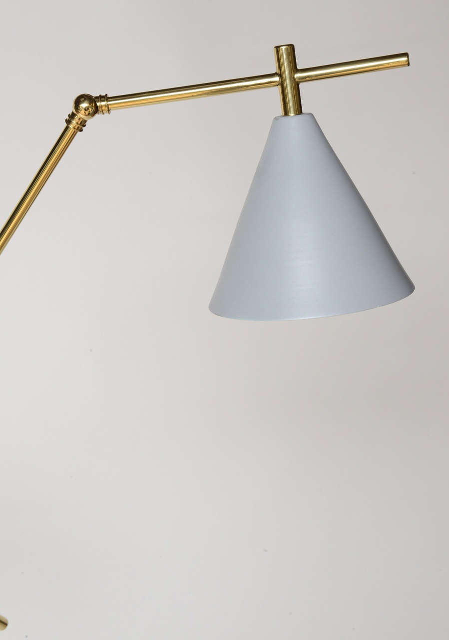 Mid-Century Modern Phenomemal Articulating Three Cone Italian Floor Lamp