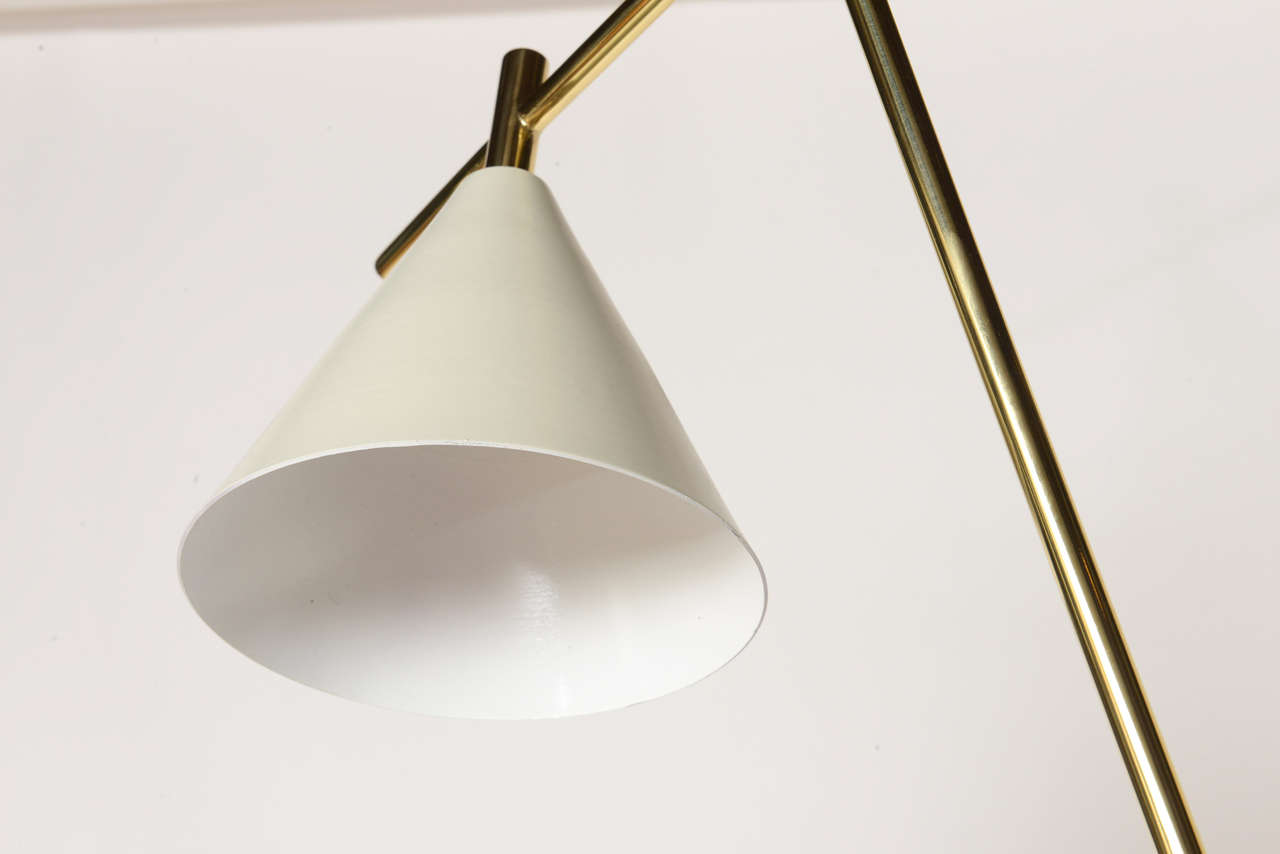 Brass Phenomemal Articulating Three Cone Italian Floor Lamp