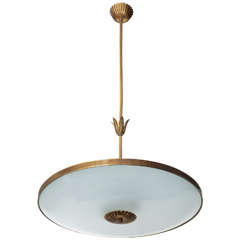 Fontana Arte Opaline Glass Disc Hanging Light