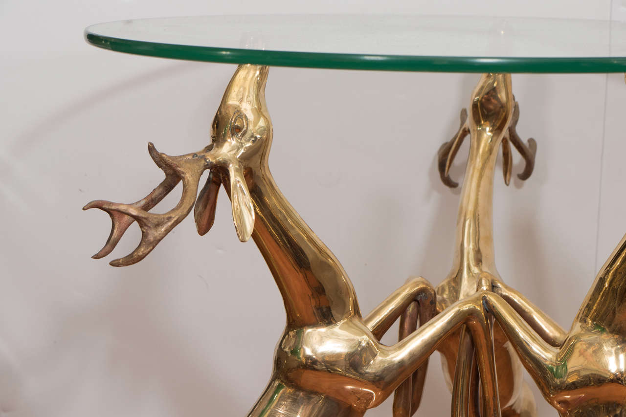 Mid-Century Modern Pair of Brass Deer Tables