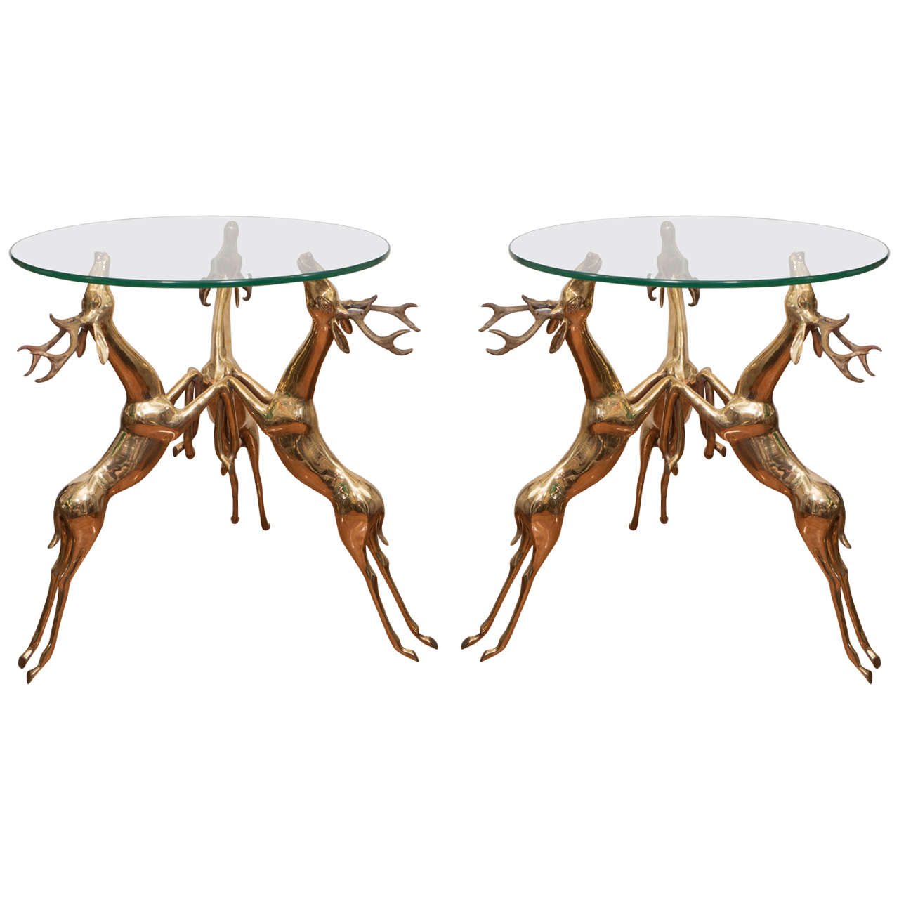 Pair of Brass Deer Tables