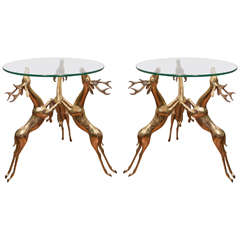 Pair of Brass Deer Tables