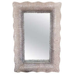 Rectangular Mirror with Iridescent Glass Surrounded by Barovier