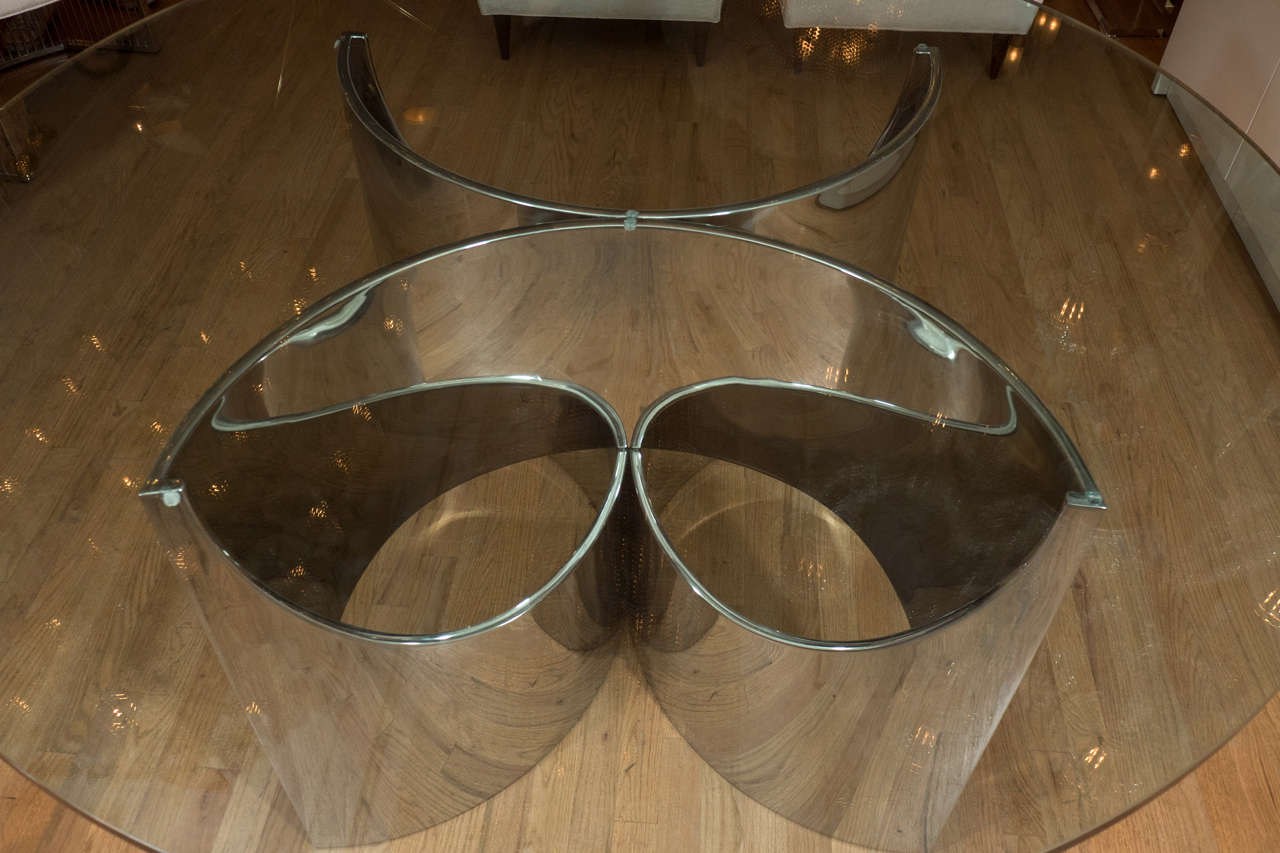 Mid-Century Modern Undulating Stainless Steel Dining Table Attributed to Brueton
