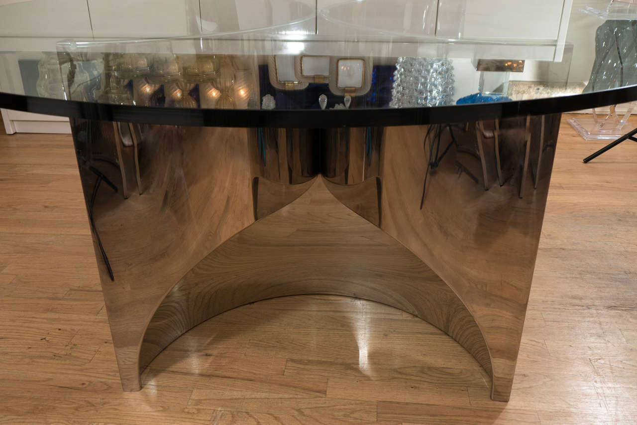 Undulating Stainless Steel Dining Table Attributed to Brueton In Good Condition In New York, NY