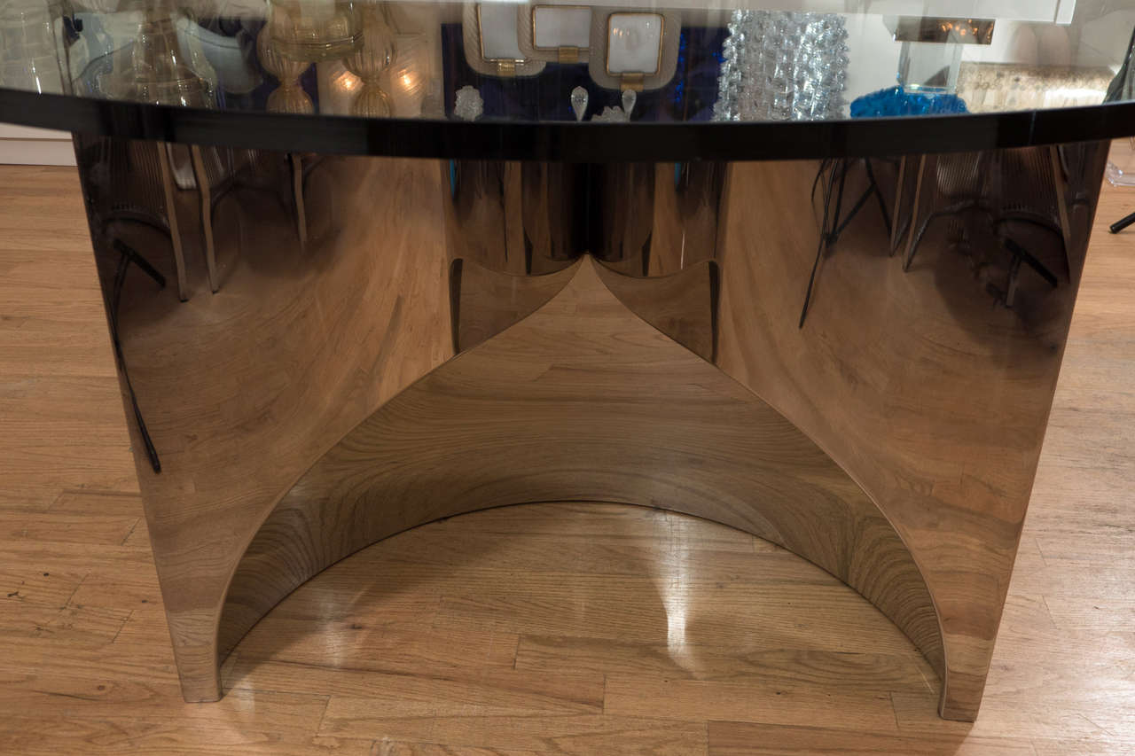 Late 20th Century Undulating Stainless Steel Dining Table Attributed to Brueton