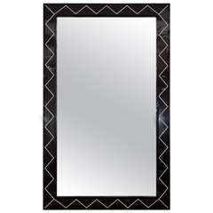 Rectangular Mirror with Black Glass and Zig Zag Design 5