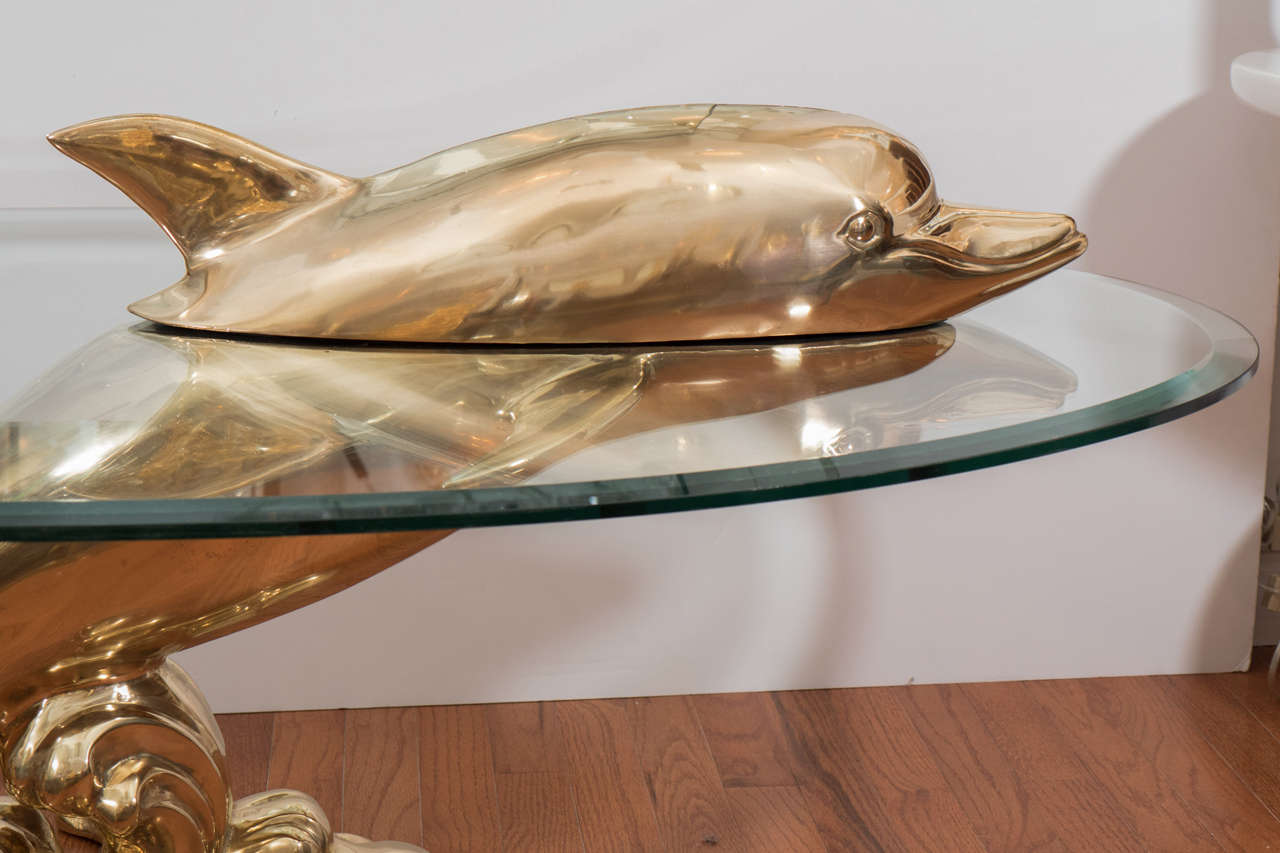 glass dolphin coffee table