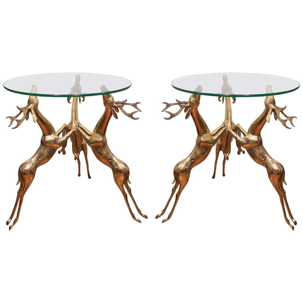 Pair of Brass Deer Tables at 1stdibs