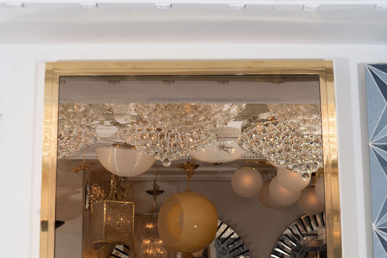 Smoked Glass Mirror with Brass Surround at 1stdibs