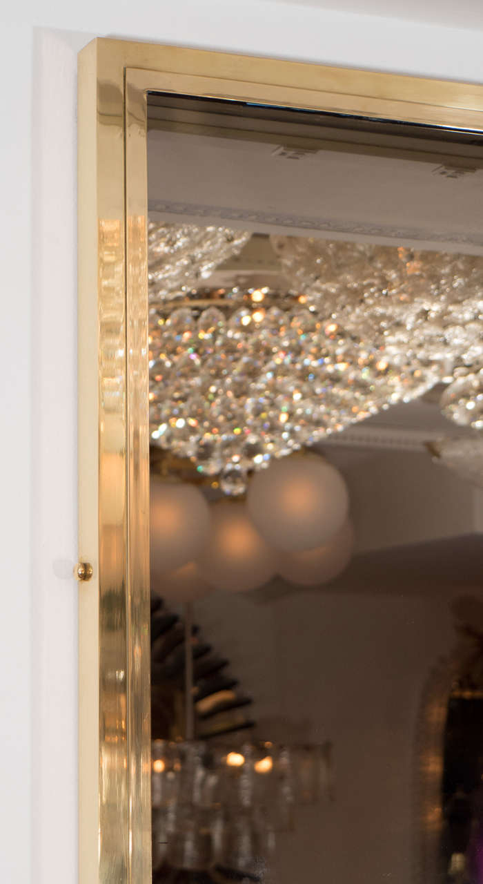 Smoked Glass Mirror with Brass Surround at 1stdibs