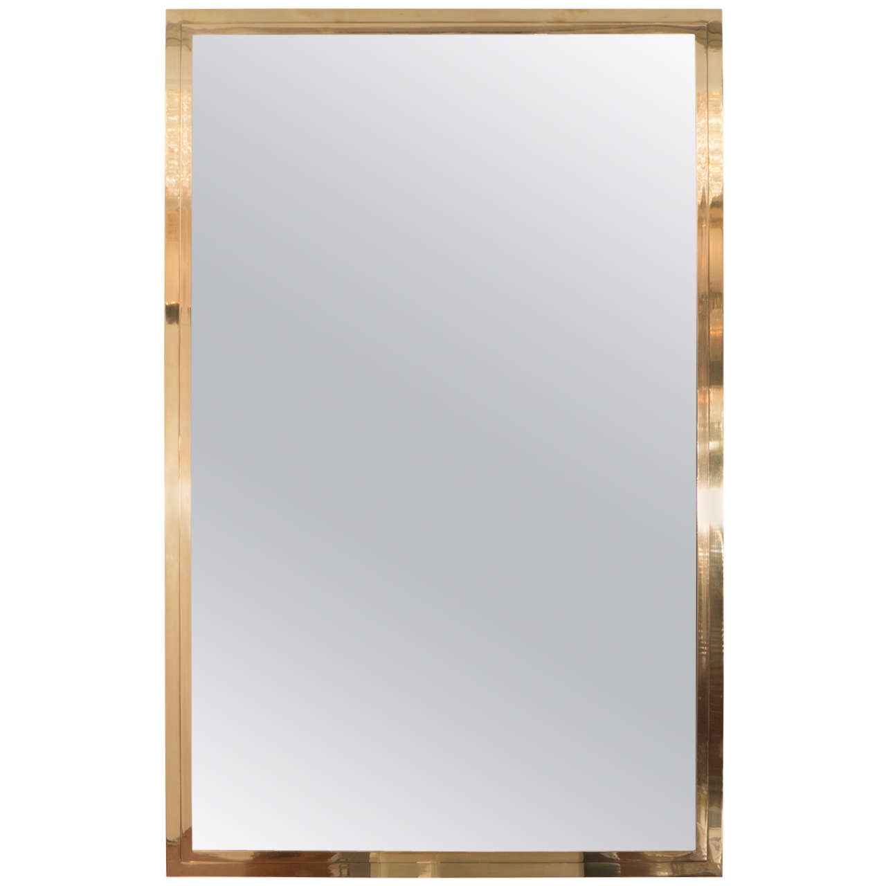 Smoked Glass Mirror with Brass Surround at 1stdibs