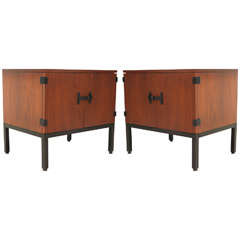 Pair Of Milo Baughman Walnut Night Stands for Directional