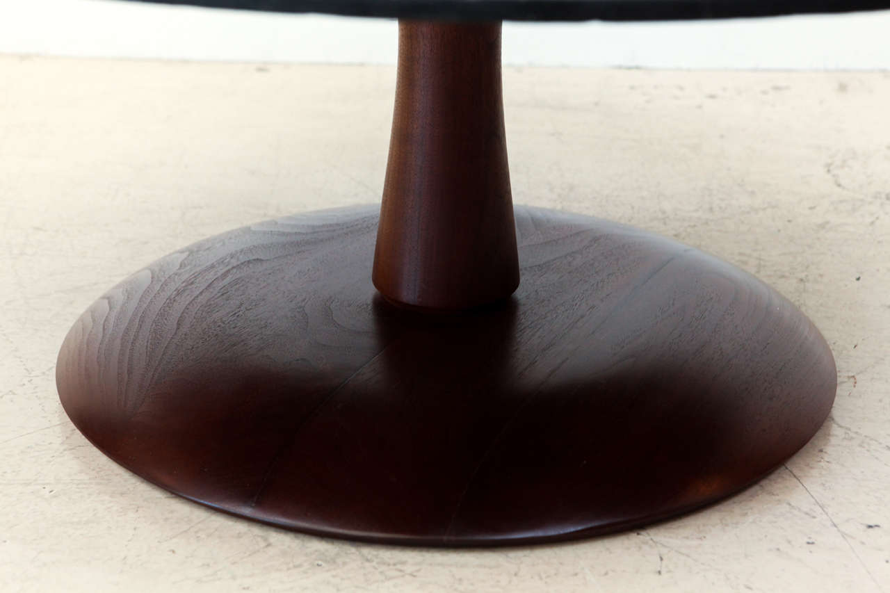 Slate Cocktail Table with Solid Walnut Base In Excellent Condition In Los Angeles, CA