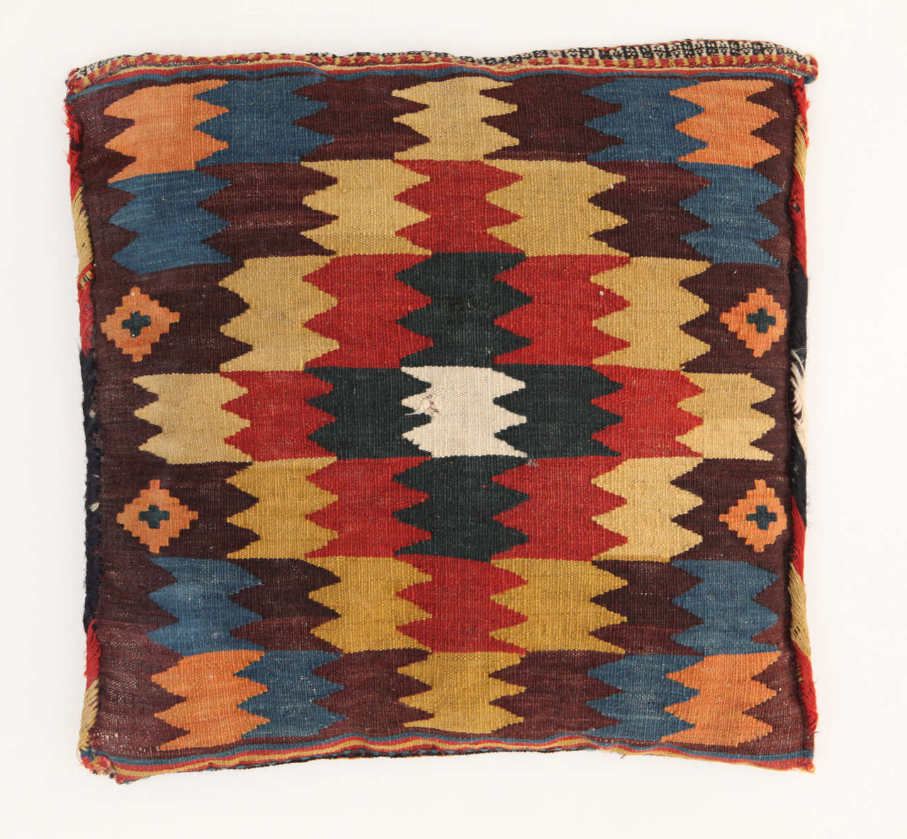 19th Century Antique Qashqai Bag Face Pillow