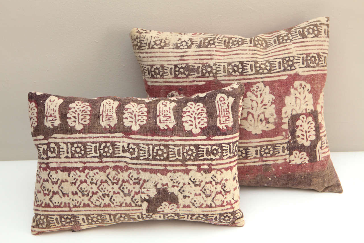 Antique Indian Resist Dyed Cotton Pillows
